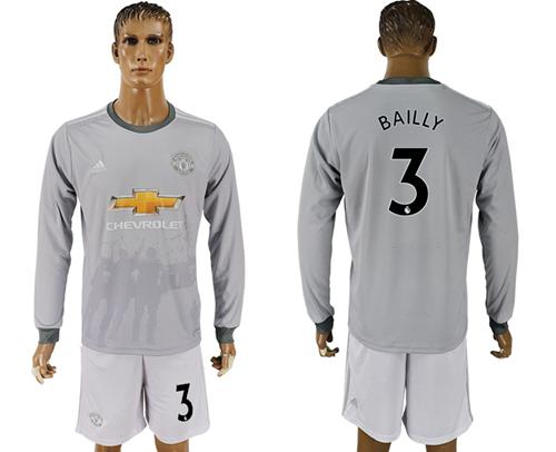 Manchester United #3 Bailly Sec Away Long Sleeves Soccer Club Jersey - Click Image to Close